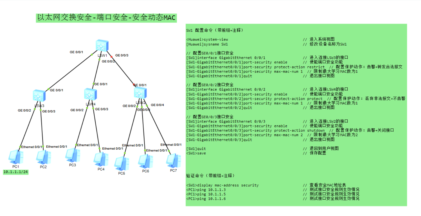 以太网交换安全-端口安全-安全动态MAC