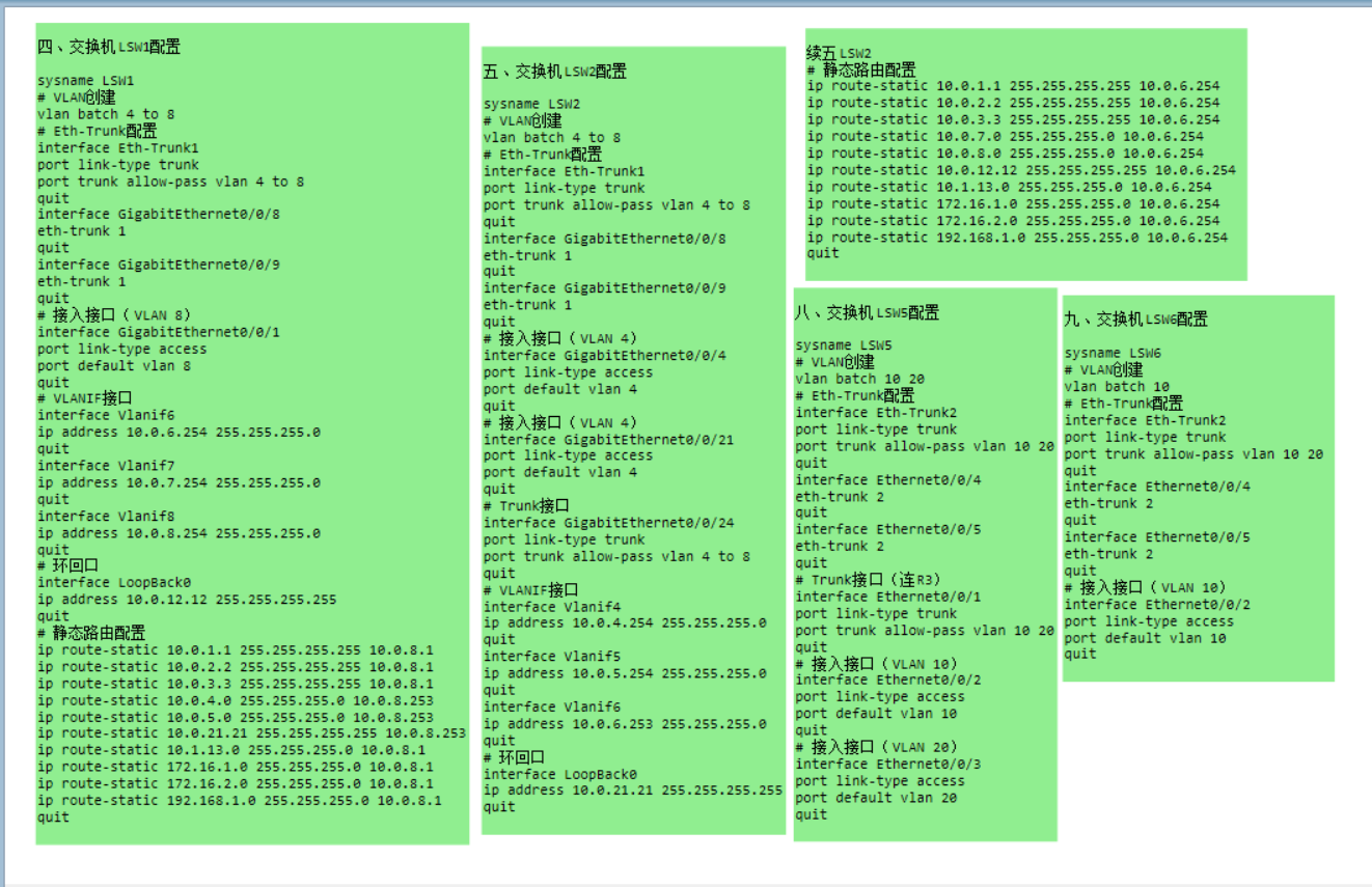 数通综合实验项目1(VLAN、Static)-命令配置2
